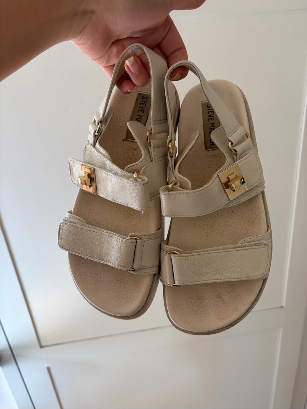 Steve Madden Mona Leather Upper White Sandal Size 7M - Picture 7 of 9